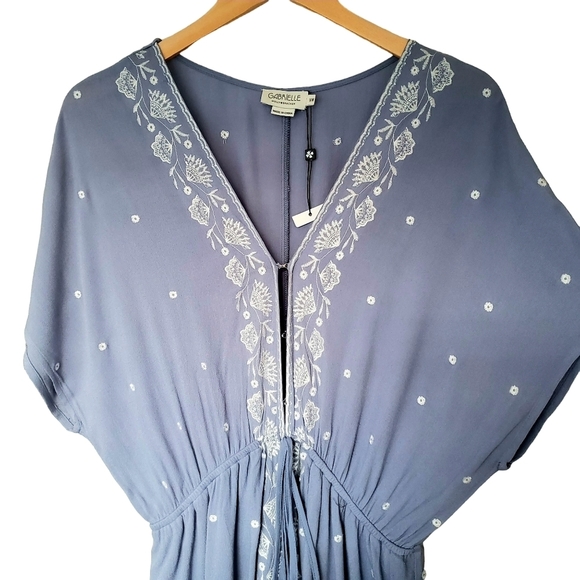 Molly Bracken boho v-neck dolman sleeveve embroidered kaftan tunic summer dress - Picture 4 of 8